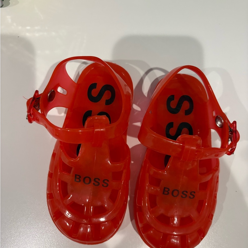 BOSS Kids Red Jelly pool/beach Shoes